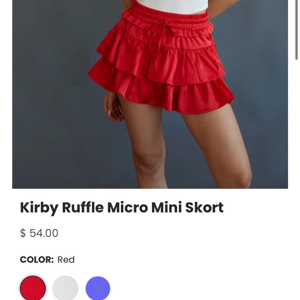 American Threads Red Ruffle Mini Skirt - Picture 2 of 2